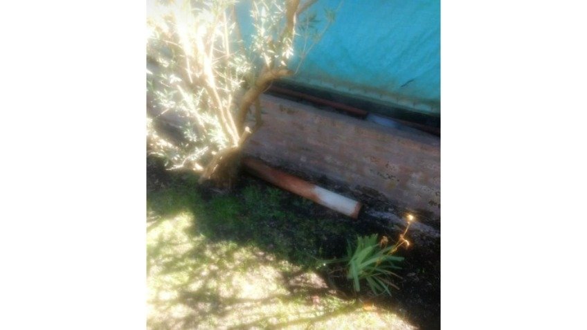 La chimenea, voló hasta su patio por el viento